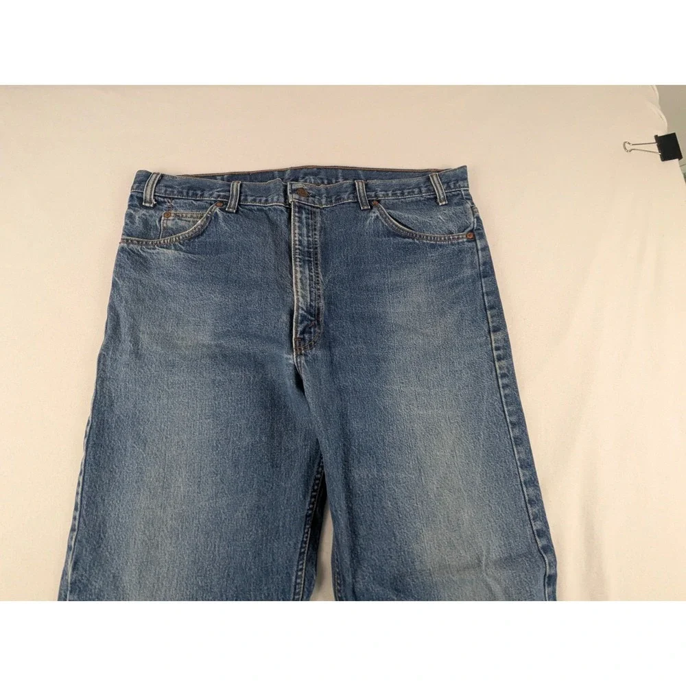 Levis 505 Mens 42x32 Orange Tab Reg Straight Leg Med Wash Blue Jeans 80'S Denim